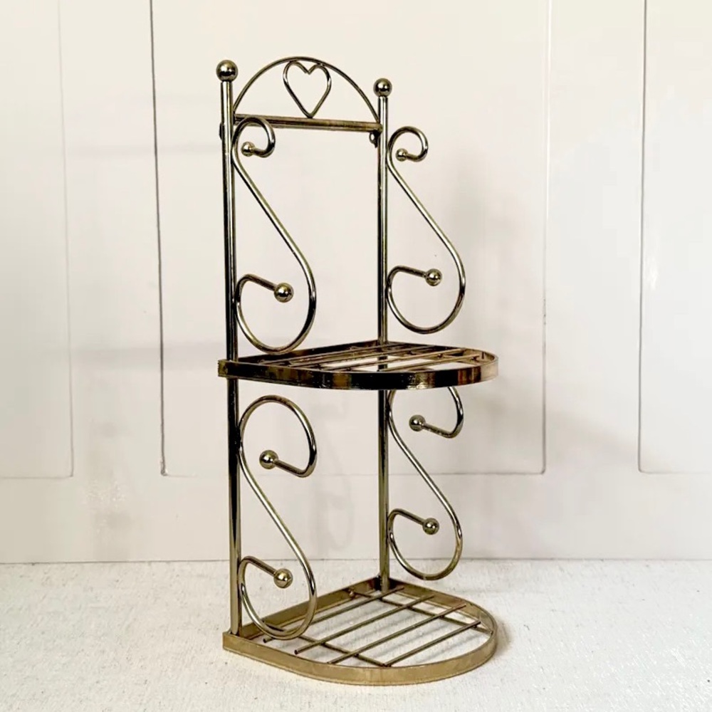 Vintage home decor brass display shelf rack with Heart Accent